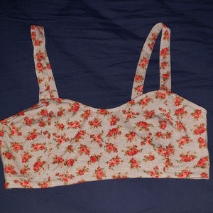 Women Bralette Caged Back Floral (Non-padded)